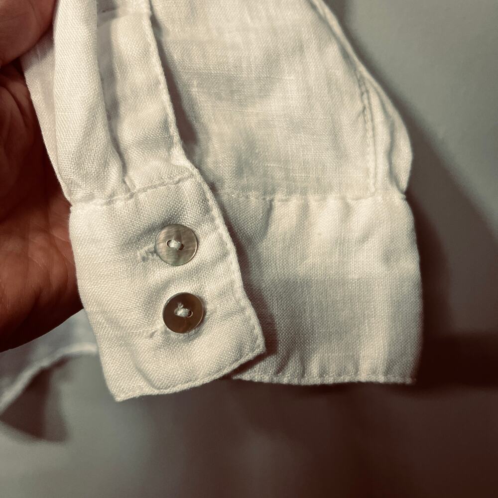 Sigrid Olsen Tunic Blouse White Linen Button Up Beachy Coastal Vacation  M - Picture 5 of 8